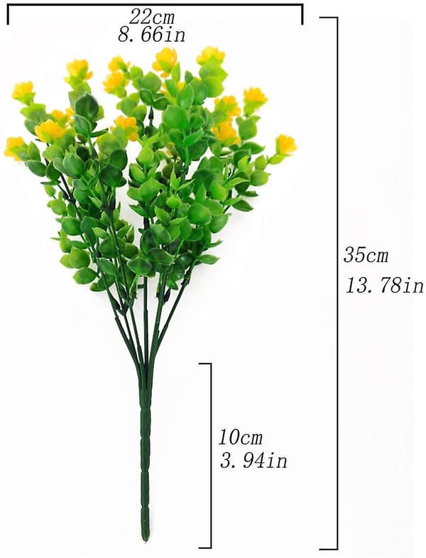2 st konstgjorda blommor eukalyptus bukett växter grönska, Uv-resistenta falska eukalyptusblommor (gul)