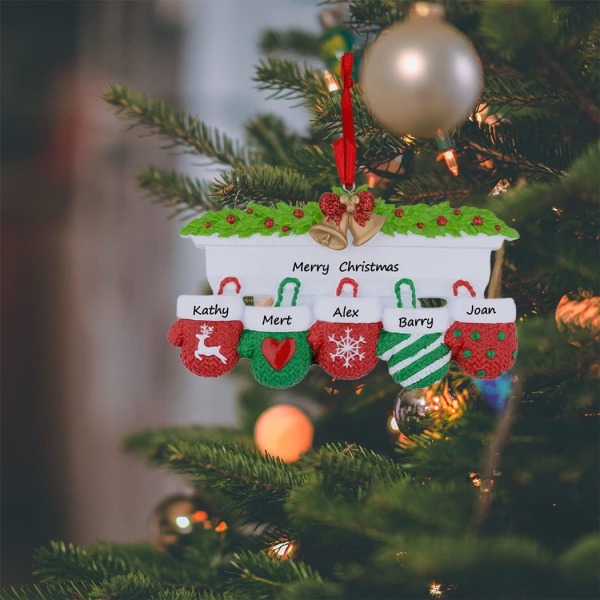 Personlig vante Family of 4 Christmas Tree Ornaments 2022 Family Tradition Collection för föräldrar, morföräldrar, barn, barnbarn, vänner