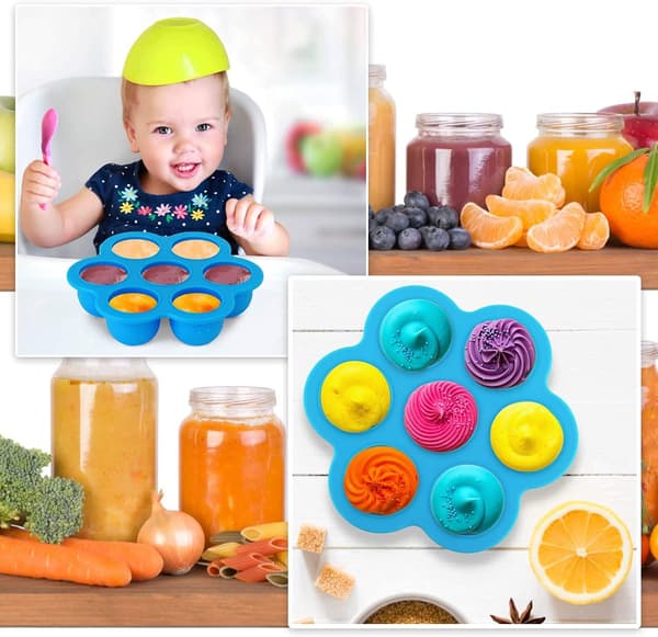 Mini Ispindeform, 7 Hullers Silikone Ispindeform, Hjemmelavet Ispindeform, Genanvendelige DIY Ispindeforme, Ispindeforme med Pind, BPA-fri, Babymad