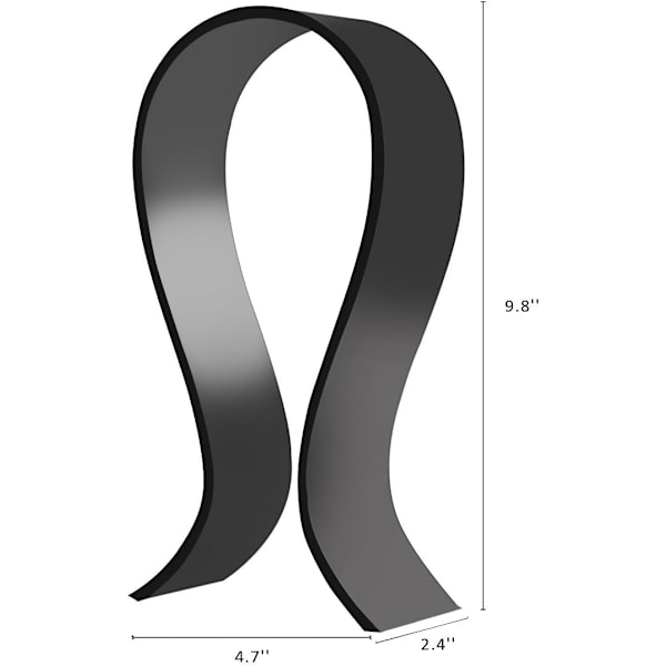 Akryl Hovedtelefonholder Gaming Headset Holder/Hænger, Ekstra Tyk - Sort