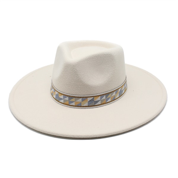 Brittisk stil bowlerhatt filthatt med bred brättad hatt i tweed