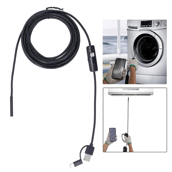 5 M USB Endoskopkamera 5,5 Mm Borescope Inspection Snake Camera med LED-ljus