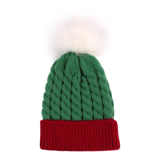 Børne Jule Strikket Hat Solid Uld Bold Varmt Hat (grøn)