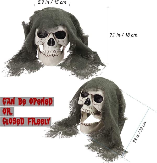 Halloween Decor Light Up Skull Krans, Hängande Hus Prop Decora