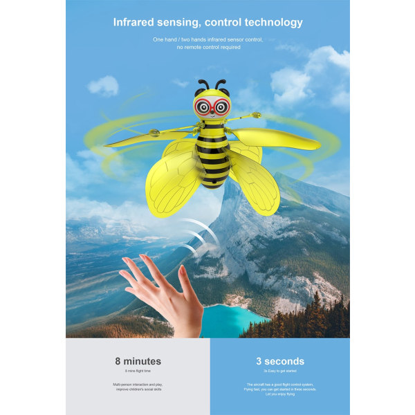 10cm Mini Flygende Bie RC drone Med vinger Håndsensor Induksjon Helikopter Elektronisk Modell Quadcopter drohne Leker For Barn