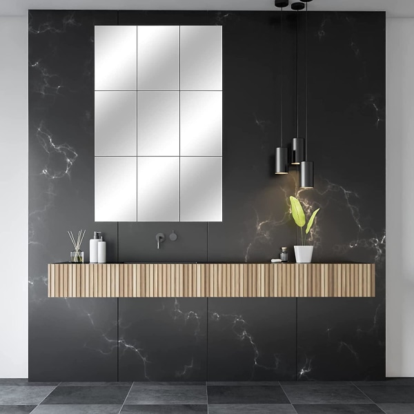 10 delar rektangulär spegel väggdekal akryl SM145 silver spegel klistermärke toalettdekoration rektangulär (15 * 25cm)