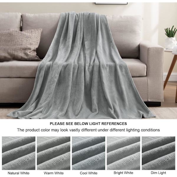 Fleece Tæpper Grå Dobbelt Størrelse Tæpper til Sofa og Seng, Hyggeligt Fuzzy Tæppe, Super Bløde og Varme Letvægtstæpper, 149 x 200 cm