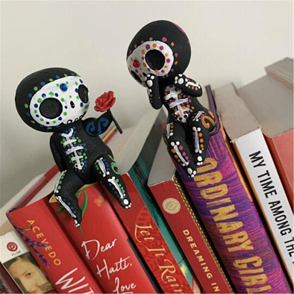Sugar Skull Par Statue, Sugar Skull Figur, Resin Håndværk Sød Statue Kranie - Kraniehoved Skelet Figur Statue Display Håndværk, Boligindretning