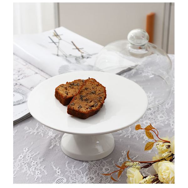 10 tums tårtställ i porslin, runt efterrättsställ, cupcakesställ för födelsedagsfester, bröllop, baby shower och andra evenemang, vit