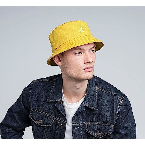 Modebroderad Bucket Hat Fisherman Hat Man Kvinnor，（Känguru-Gul）