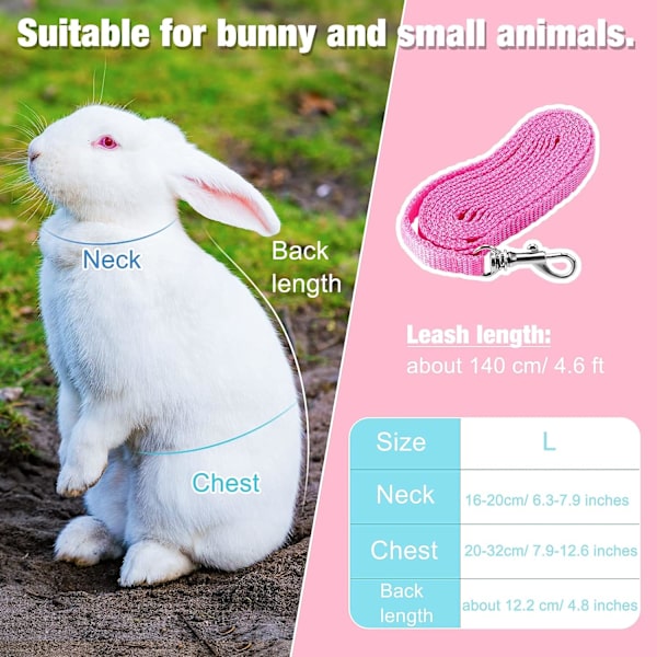 Justerbar Kaninsele Mjukt Kanin Koppel Sele Mesh Bunny Sele Hamsterväst med Elastiskt Koppel för Små Djur Kaniner Hamstrar Katter Promenader