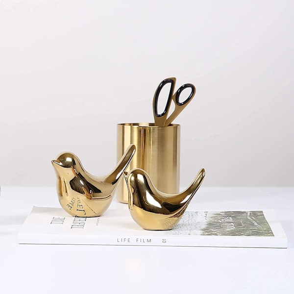 2-pack Guld Keramiska Djurstatyer Heminredning Modern Stil