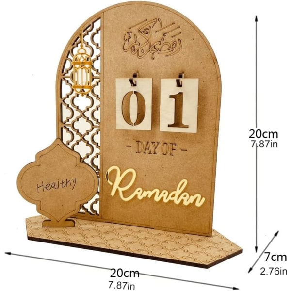 Ramadan-adventskalender i træ, 30 dage til Eid, Ramadan-gave til børn, nedtællingskalender til hjemmet, Ramadan- og Eid-dekoration style 1