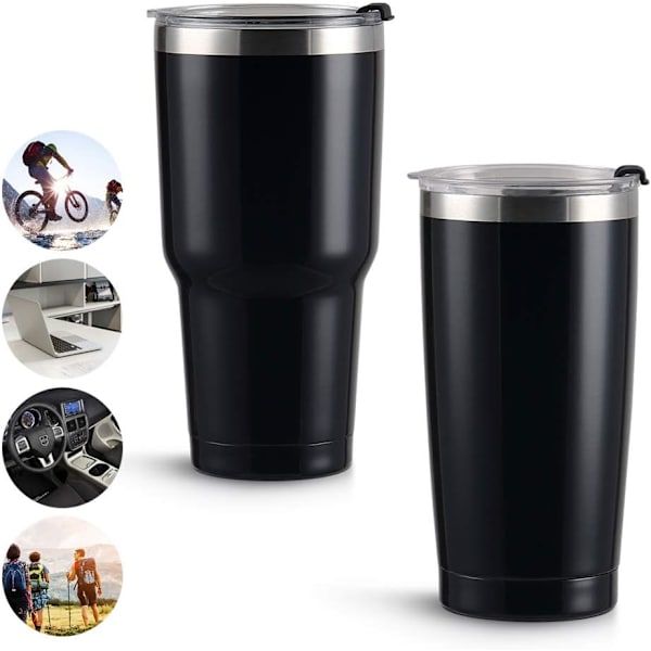 30 oz glaslock med extra 3 silikonringar, utbyte av glasskydd 3-pack spillsäkert stänksäkert resemugg lock med halmhål Blå