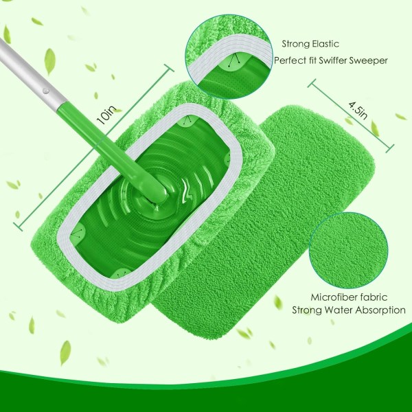 Återanvändbara mikrofibermoppdynor för Swiffer Sweeper Mop - torra sop- och våtmoppdynor för hushållsrengöring  - 4-pack