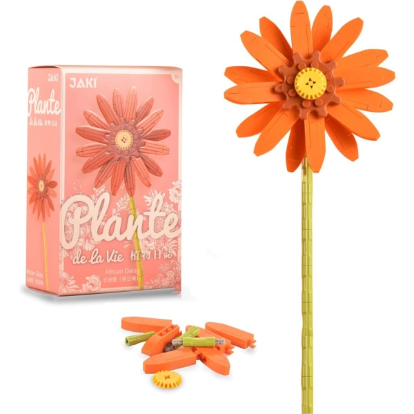 Flower Building Block Kit, Creative DIY Flowers Botanical Collection Byggstensleksak för vuxna Jul Alla hjärtans heminredningskontor Barberton daisy (Orange)