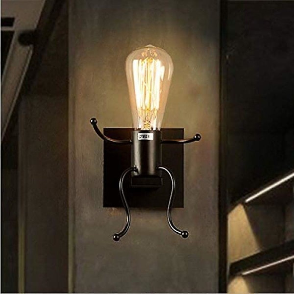 Vintage Vägglampa Led Industriell Retro Vägglampa Järn E27 Hållare