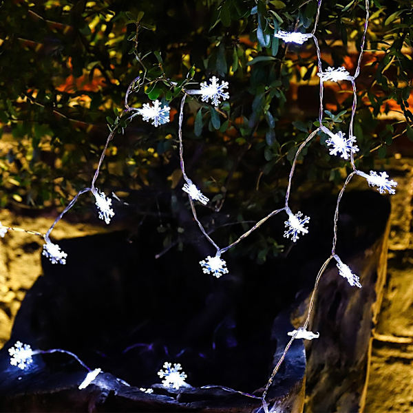 Solar Snowflake Lyskæde LED Jule Dekorativ Lampe Snefnug Stjernelys Lille Farverig Lampe 12m 100 Lys