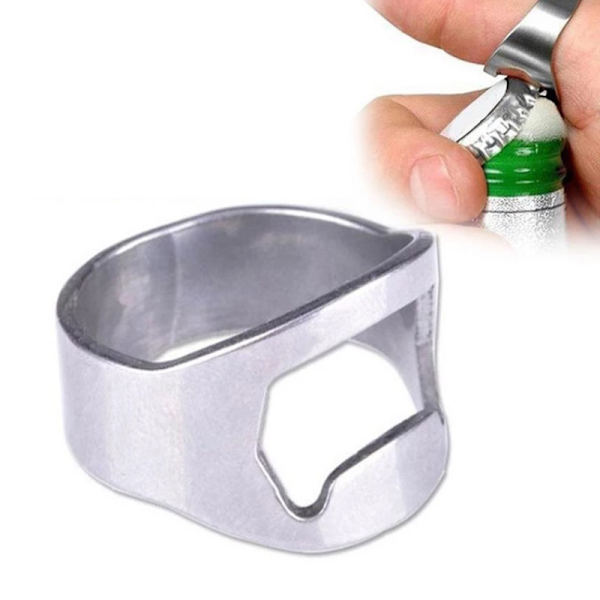 Rostfritt stål Ring Finger Beer Flasköppnare Multi Flasköppnare Verktyg