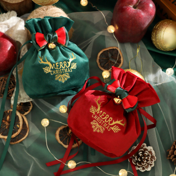 6 ST Dragsko Julväskor Dragsko Jul Äpple Godis Presentpåsar Julförpackning Sammetspåsar Jul Goodie Bags Xmas Party Favor Supp