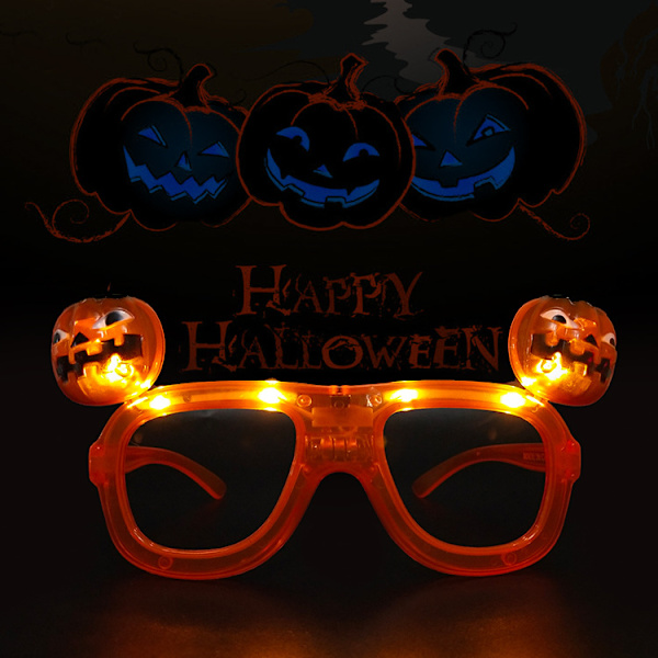2 stk. Europeiske og amerikanske Halloween LED Blinkende Gresskarbriller G