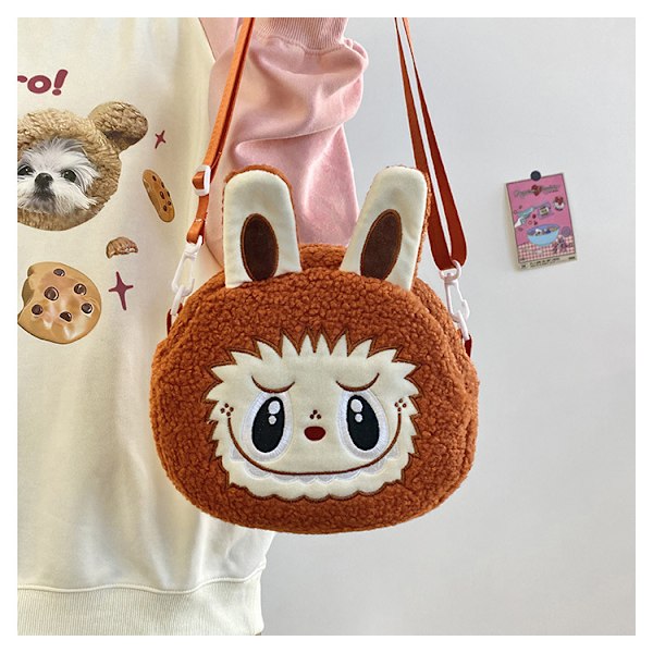 Labubu Cute Crossbody Labubu Cartoon skulderveske myntveske barn kvinnelig plysjveske, barnegave purple