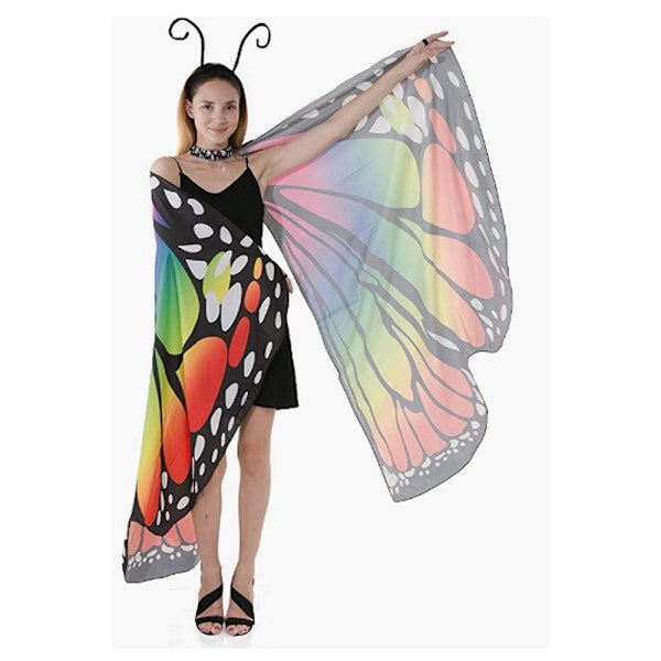 Roterande Cape Butterfly Sjal Dekoration Butterfly Cape Vuxna Kvinnor Halloween Kläder Tillbehör Vingar (flerfärgad)