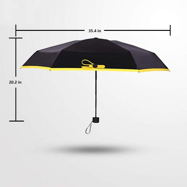 Mini Kompakt Paraply Vindtæt Rejse Sol & Regn med Kapsel Etui - UV Beskyttelse Kvinder eller Børn Perfekt til en Bil (Gul)
