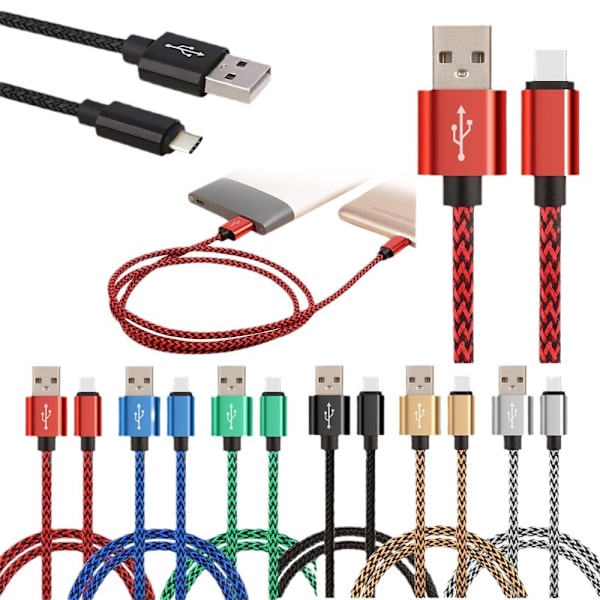 6 kpl 2 m punottuja Lightning-kaapeleita latausdatakaapeli Samsung XIAOMI HUAWEI