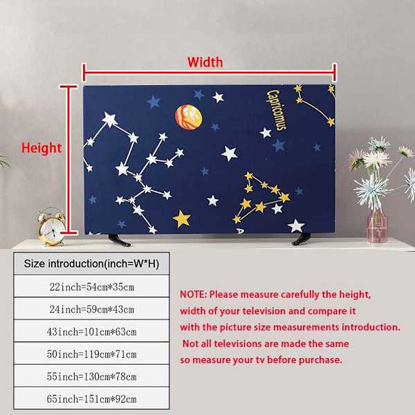 Sträckbart dammskyddat glidskydd TV-skärm Monitor Stationär dator cover inomhusdekor 22 tum till 65 tum (Lotus, 55 tum)