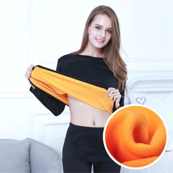 Thermal för kvinnor, mjuk rund hals plus thermal i sammet Set , varmt underställ för vinter XL