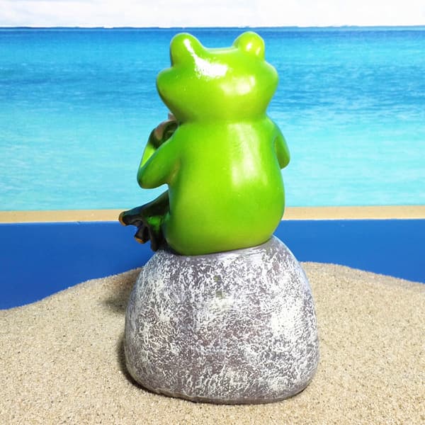 Groda dricka kaffe harts staty prydnad Skulptur Trädgårdsfigur Utomhus konstdekor