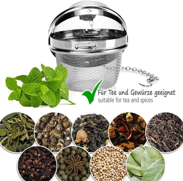 2X Te-si af rustfrit stål - Te-infusionsenhed til løs te og krydderier - Te-infusionsenheder