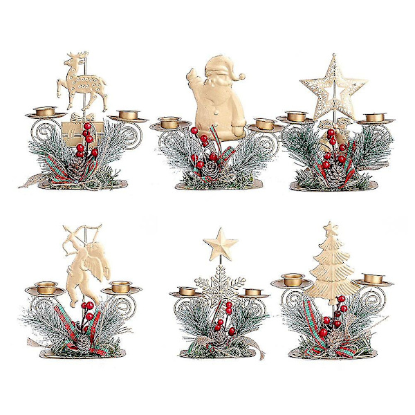 Julgran Jul Ljusstake Hem Järn Ljus Ornament Present Skrivbordsljushållare för jul Bordsdekoration Guld