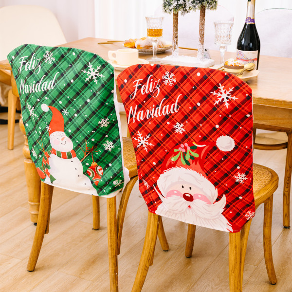 2 Nya Julstolsöverdrag Röda och gröna Snöflinga Stolsöverdrag Snowman Stolsöverdrag Old Man Stolsöverdrag Hem Atmosfär Dekoration Stolsöverdrag 45