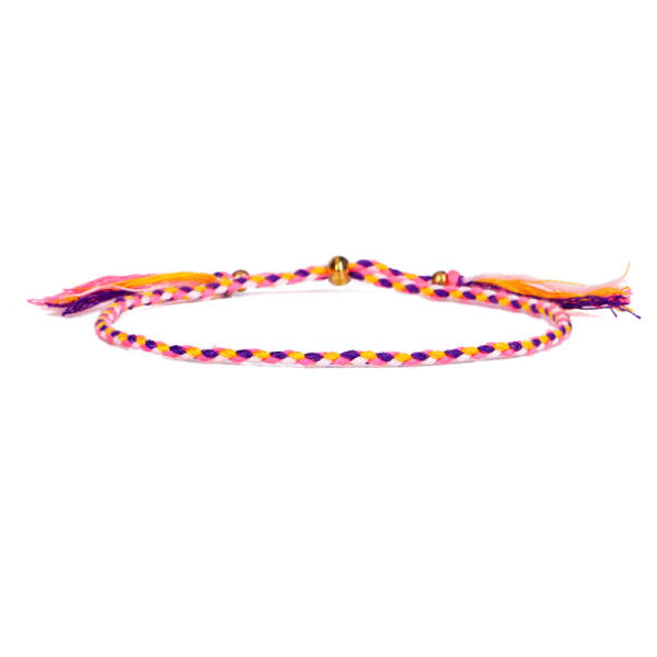 Wenwan Håndgnidningsarmbånd Tibetansk Bomuldsreb Kobberperle Kvast Armbånd Justerbart Idol Armbånd (5 Stykker i Tilfældig Farve)