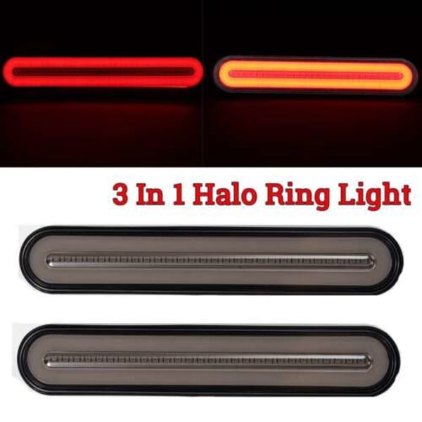 2 stk. 3 i 1 Neon LED Trailer Lastbil Bremselys Stoplys Blinklys 12-24V