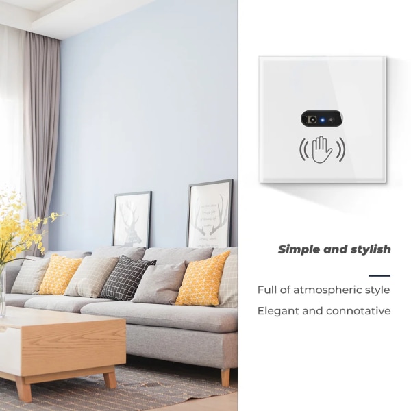 SMATRUL Vegg Smart Lysbryter Infrarød IR-sensor Ingen behov for berøring EU 220V 110V Glasskjermpanel Elektrisk strøm på av lampe white