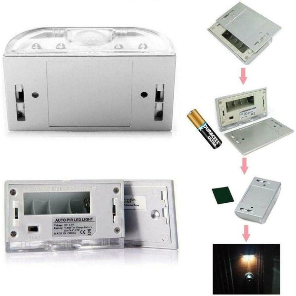 Nyckelhålslampa Batteridriven PIR infraröd trådlös automatisk sensor rörelsedetektor Dörrnyckelhål med 4 LED-lampor Kranlampa LED-nyckelhål/dörrlås