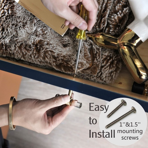 Set med 5 Mässing Glas Skåpsknoppar T Bar Handtag Byrå Lådhandtag Möbelbeslag Guld (Svart)