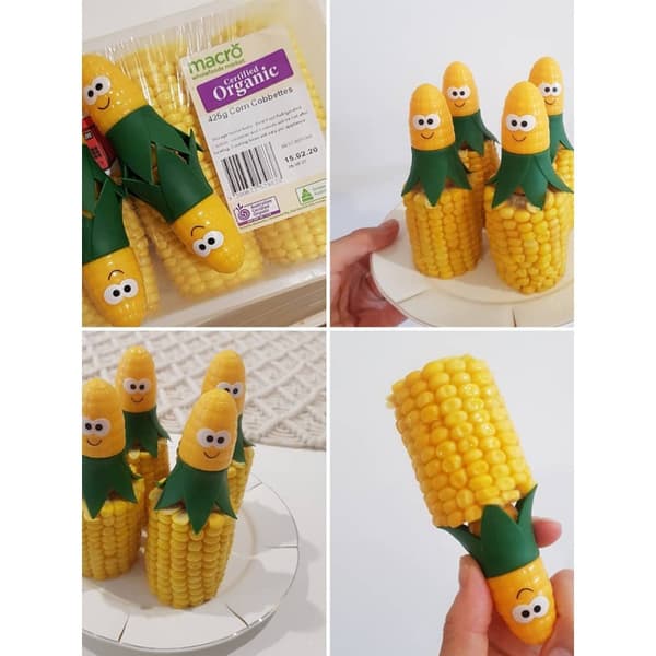 Corn Star Sammenlåsende Maiskolbeholdere, 2 par (4 maispinner), Gul