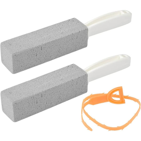 2 stycken Pimpsten Toalettborste Rengöring Hård Toalett + 1 Styck Avloppsrör Rengöring Verktyg Rengöring för Pool, Häll, Kakel Toalettskål