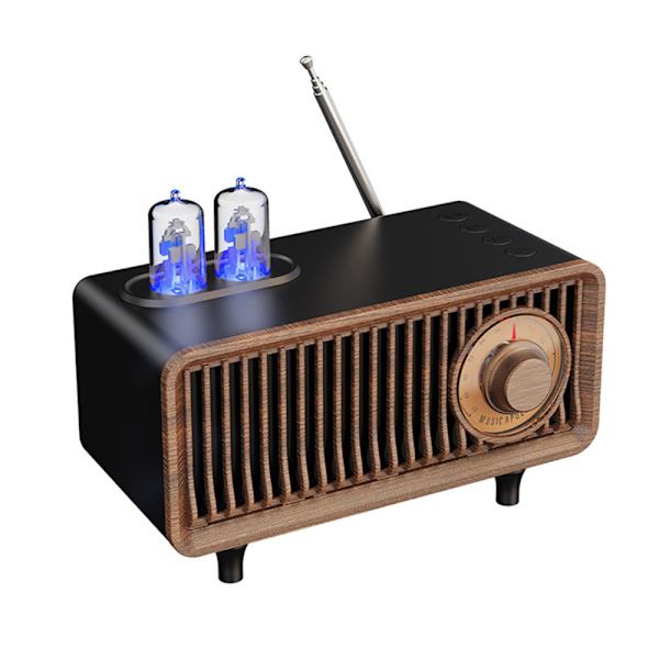 AM FM Classic Retro Radio med Bluetooth högtalare, Vintage Wood Bordsradio med diskantkontroll för kök Vardagsrum med vridreglage