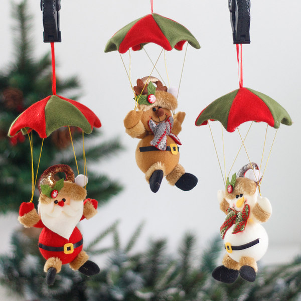 3 jul fallskärmshänge jul tecknad gubbe dekorationer hängande scen dekoration dekoration present 28*12 CM