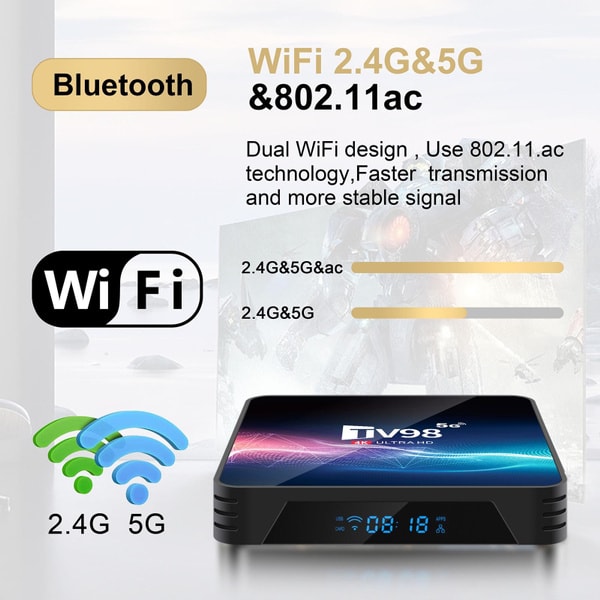 Ny uppgradering TV98 H313 Smart Set-Top TV-box Quad Core 4K Media Android 12.1 Gadget Core Smart Set-Top Box 5G WiFi Netflix 4K Media Player 2+16G
