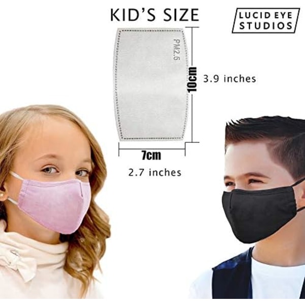 50 påse barnstorlek maskfilter Barn PM 2.5 aktivt kol engångsfilter Återanvändbar tygmask