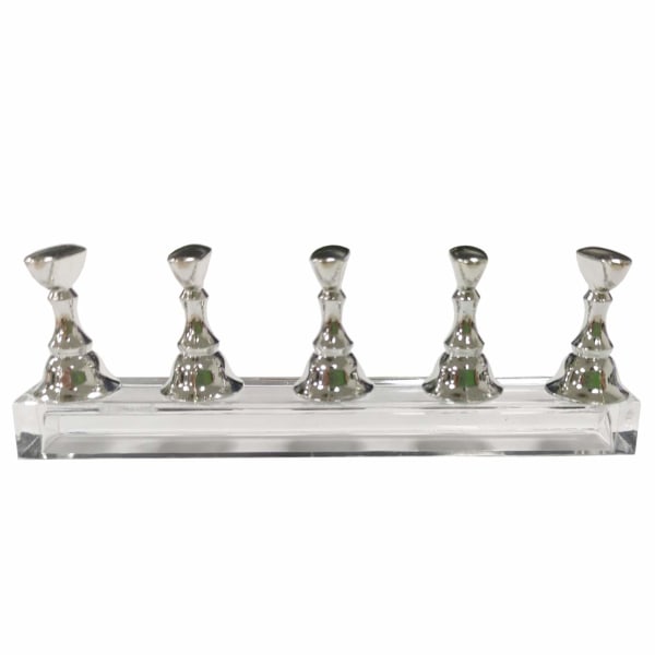 2-pack akryl fingernagel DIY Nail Art Display Stand Training Finger Practice Display Stand (2 x S, Silver)