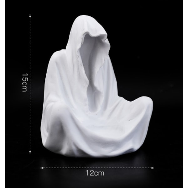 Ghost Wizard Ljusstake，Kreativa gåvor，Kreativa prydnadsföremål，Halloween Spooky Party Atmosfär Dekoration vit