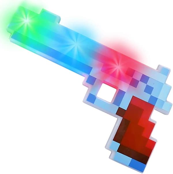 10 Tommer Lysende Pixel Pistol Legetøj med Blinkende LED-lys - Cool Retro