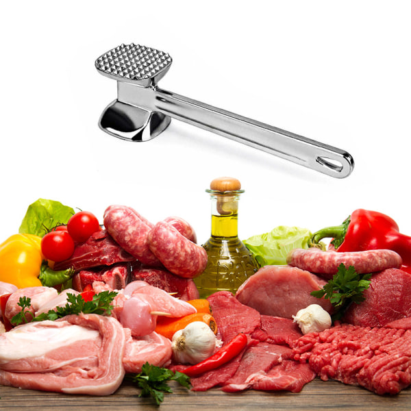 Köttmörare i aluminium för att mjuka upp biff av nötkött, fläsk och kyckling - köksredskap